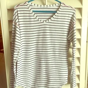 Lululemon Navy Striped Long Sleeve Top